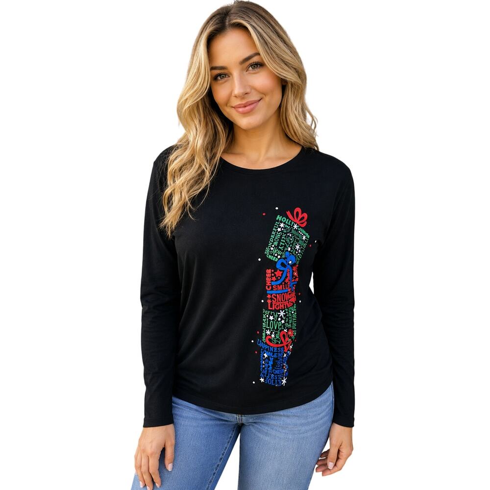 18W 2X holiday time Christmas knit long sleeve shirt presents casual stretch